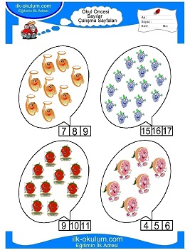 Çocuklar İçin sayı Çalışma Sayfaları 